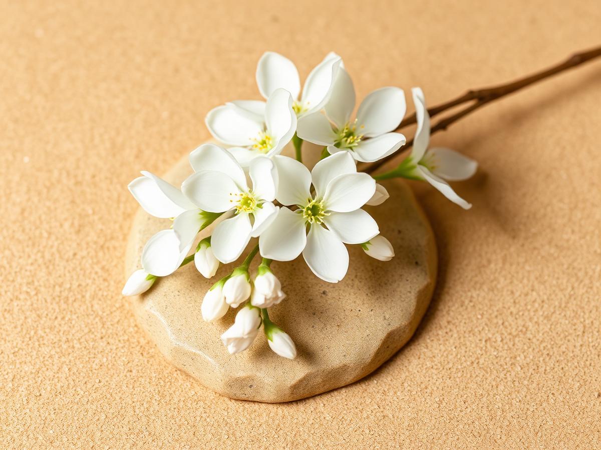 White blossoms on warm stone representing fertility and reproductive health